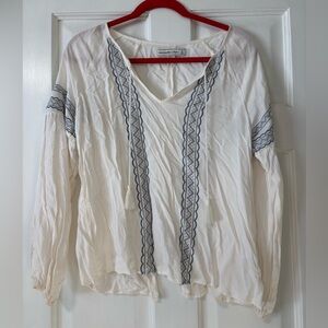 Abercrombie & Fitch Cream and Blue Blouse